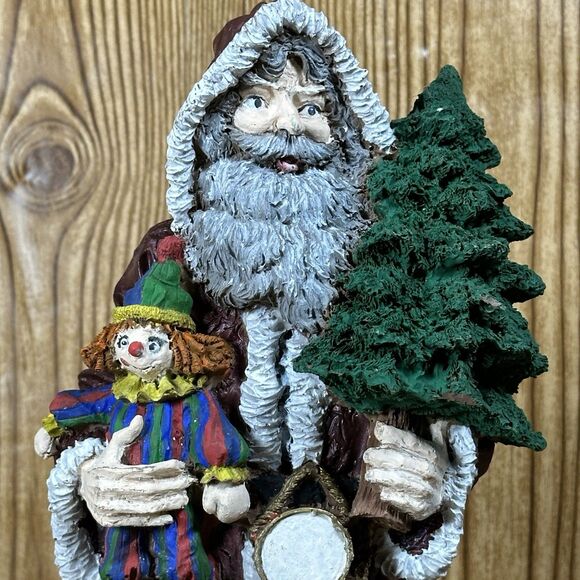 Vintage Santa Clause Pecan Resin Wood Christmas Painted Figure With‎ Clown Rare - Picture 5 of 8